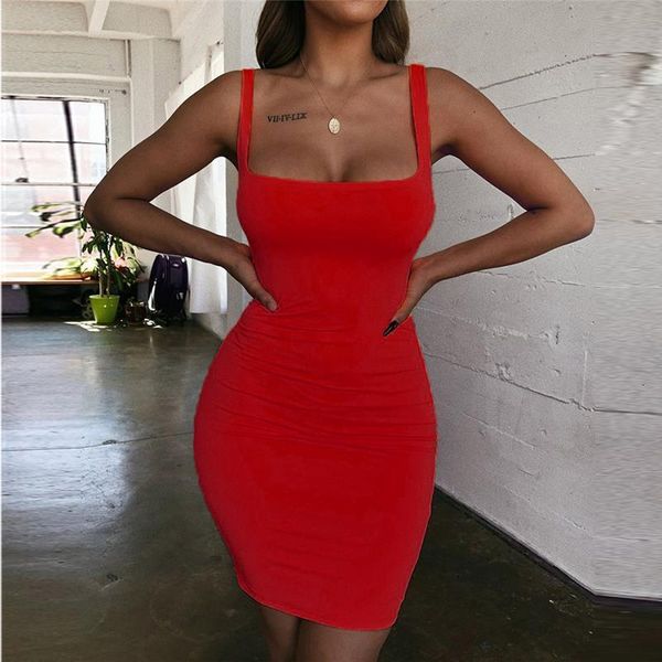

2020 blue green black color design dress omen's casual summer sleeveless mini bodycon tank club dress low neck dress, Black;gray