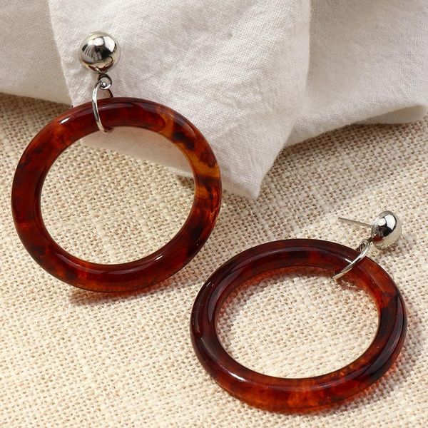 

trendy accessories vintage simple geometric circle acrylic leopard print stud earrings for women girls fashion jewelry, Golden;silver