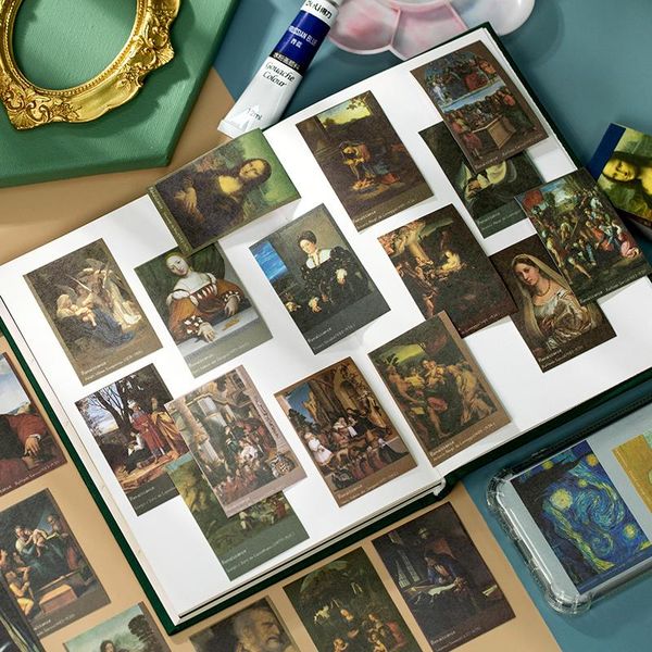 

retro mona lisa art stickers van gogh museum scrapbooking journal album decorative collage japanese paper stick label wmtjtb bdesybag
