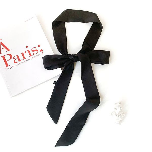 

scarves silk bag scarf lady solid long skinny hair headband women foulard wraps tie ribbon designer brand accessories, Blue;gray