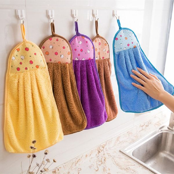 

hand towel hanging kitchen bathroom indoor thick soft wipe handkerchief fashion comfortable dish cloth clean towel accessories, White