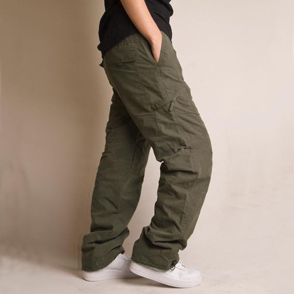 

men cargo pants gothic multiple autumn winter male trousers outdoor joggers joggers trousers thick fleece harajuku men pants, Black