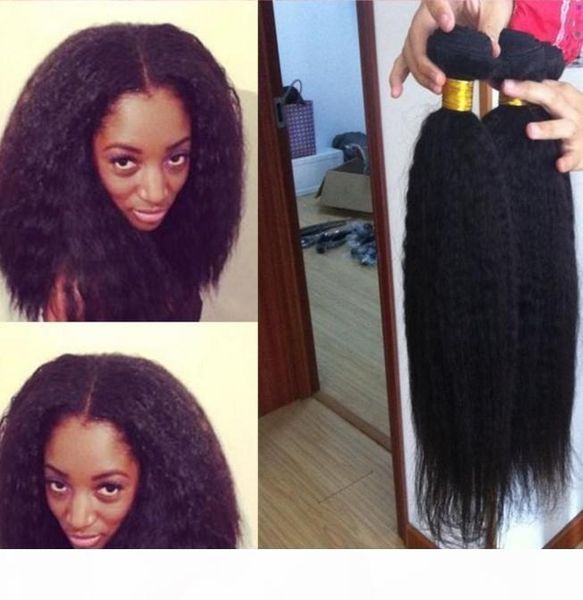 

afro kinky straight new arrive afro kinky human hair weave weft 100% brazilian virgin human hair extension, Black