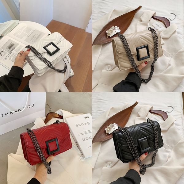 

net red shoulder small square women 2020 new korean lingge chain foreign style small square bag versatile embroidery thread shoulder bag 25z