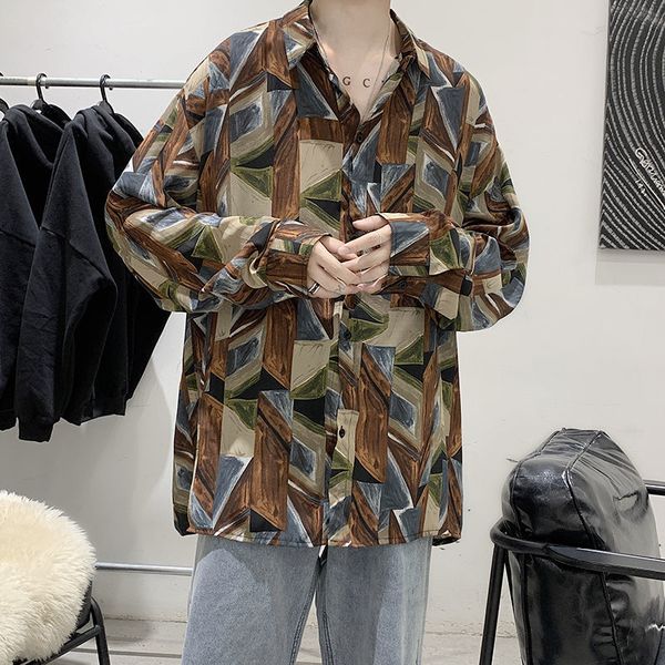 

autumn casual shirt men's fashion contrast color business dress shirt men streetwear wild loose long-sleeved shirts mens m-5xl, White;black