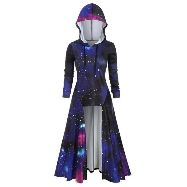 

ricorit 2020 fashion hooded starry galaxy autumn winter cape women maxi long sleeve dress clothes gothic punk with plus size lj201124, Black;gray