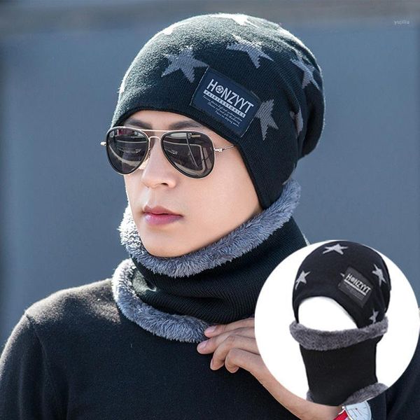 

beanies winter beanie hat men cap kint warm 2-piece scarf set skull neck warmer with thick fleece lined & scarf1