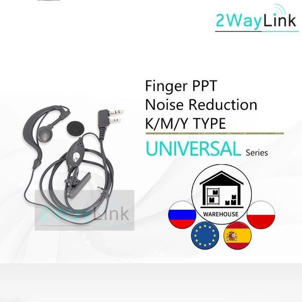 

durable 2pcs baofeng headset universal mic finger pearpiece for baofeng uv-5r accessories uv-5ra uv-5re ham cb two way radios1