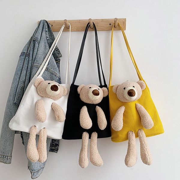 

женская harajuku cute bear canvas shoulder bag женский девушки daily travel сумка totes хозяйственная сумка кошельки коммуникатор женщины