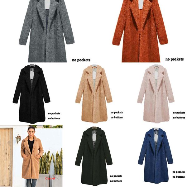 

2020 autumn long winter coat woman faux fur coat women warm ladies fur teddy jacket female plush teddy coat plus size outwear q1219, Black
