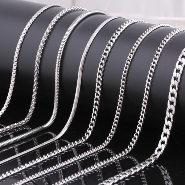 

chains men's chain necklace 60cm long 3mm wide for men silvertitanium steel link necklaces, Silver
