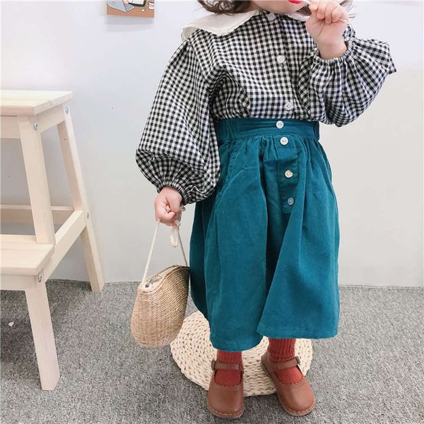 

korean yy drs girl children's corduroy skirt, Blue