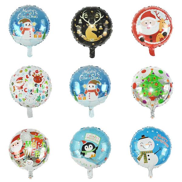 

5pcs 18inch merry christmas round foil balloons snowman santa christmas tree ballon kids favor toys xmas party decoration wmtryn loveshop01