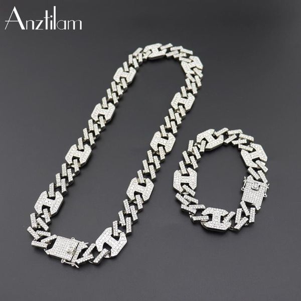

17mm hip hop bling h chain necklace gold silver color choker long link chain necklaces for men women rapper
