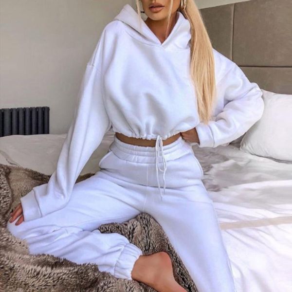 

two piece women set sport casual outfit fall clothes for women sweatshirt jumper sweatpants set suit tracksuit, Gray