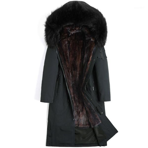 

real fur coat natural liner parka real raccoon fur collar jacket coat winter jacket men plus size 6528 yy8281, Black
