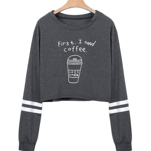 

2020 новый стиль чашка кофе напечатан длинный рукав 3 кофе sweatersweater свитер цвет 4 размера партия eu861, Black