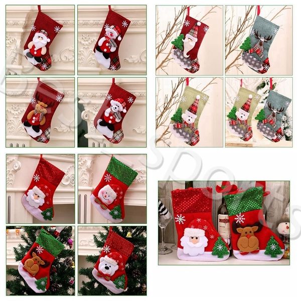 

11 styles christmas stocking santa xmas tree middle size hanging socks xmas kids gifts storage bags christmas tree pendant gift bag yya495