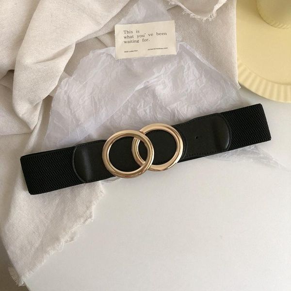 

золотой двойной круг пряжка поясами для платья сплава пряжки пояса женщин пальто черный белый эластичная широкий cummerbunds партия украсьте, Black;brown