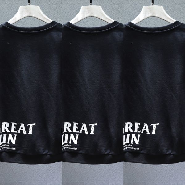 

rlszj письмо печатается весной топ круглые ины тенденция универсальна сыпучим топ sweatersweater cvu01 мужской осени шея длинного рукава муж, Black