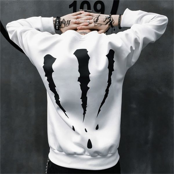 

2021 new autumn hip hop casual loose men hoodies pulley sleeve batwing youth collapses streetweear sweatshirts sh5t, Black