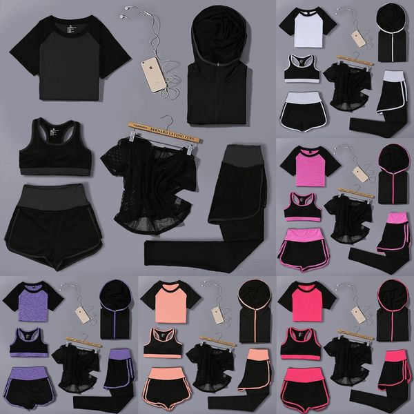 

spring and spring and autumn fitness autumn fitness women's slim quick dry running yoga suit high waist six piece suit qwflf, Gray