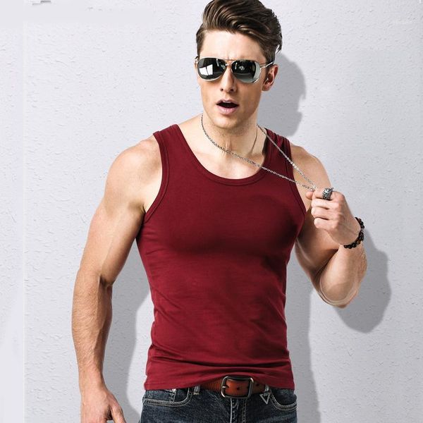 

men' tank stretch tight solid color sports quick dry undershirt summer slimming bodybuilding sleeveless vest1, White;black
