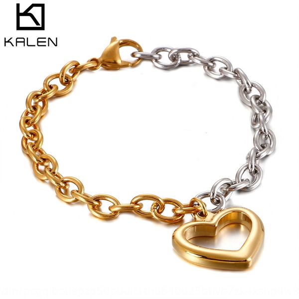 

version simple hollow love girl fashion stainless jewelry steel boudoir korean version simple hollow love girl bracelet korean fashion stai, Golden;silver