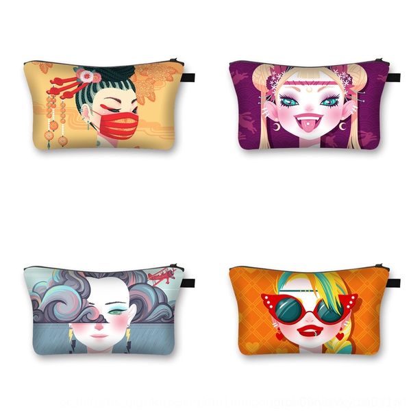 

xvw8m горячей продажи полиэстер многофункциональной иллюстрация girlsprinted хранение мешок рука мешок bagcosmetic bagwomen игровых косметич