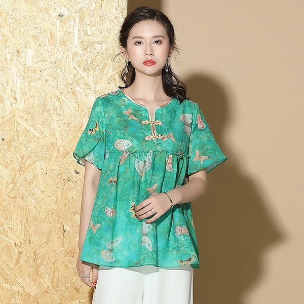 

green top костюм национальный костюма тан бабочки национального стиль улучшились рами тан платья женщины v-образный вырез с коротким рукавом, Black;gray