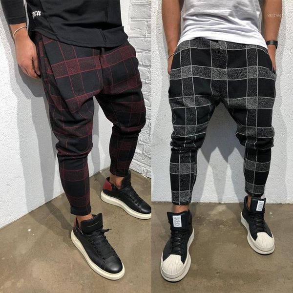 

zogaa casual plaid ankle-length pants men trousers hip hop jogger pants men sweatpants japanese street wear 2019 new1, Black