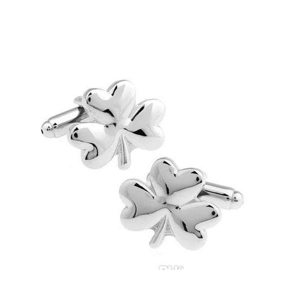 

rhodium plated irish shamrock three leaves cufflinks j63ib, Silver