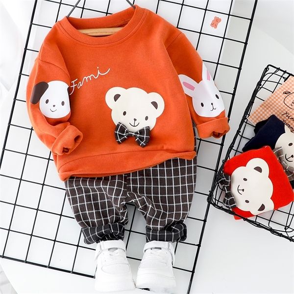 

baby cartoon bear clothes set for girl boy new arrive fashion and plaid pants 1 2 3 4 years c1016, White