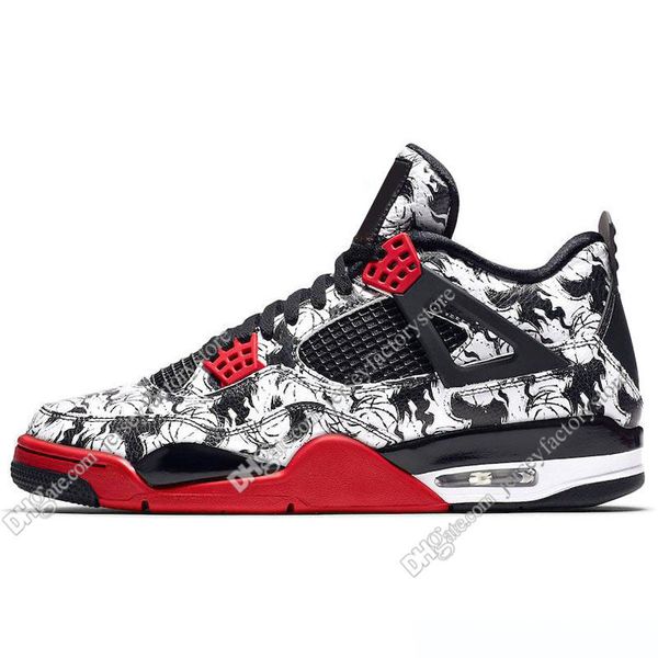 

travis 4 day tattoo scotts singles cactus jack raptors mens basketball shoes 4s white cement royalty men sports sneakers women trainers, Black