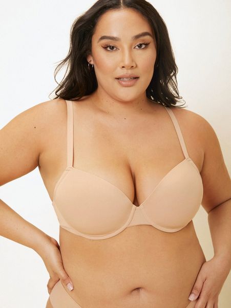 

luvlette plus plain push up bra z8s7#, Black;white