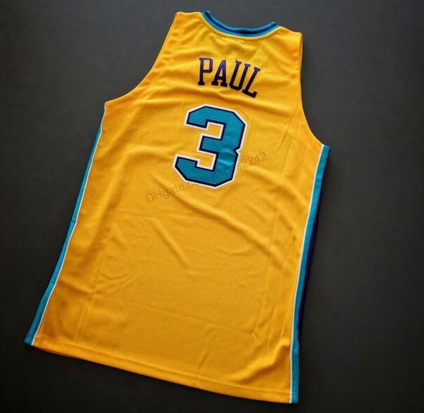 

custom retro #3 chris paul basketball jersey men's all stitched yellow any size 2xs-4xl 5xl name or number quality, Black;red
