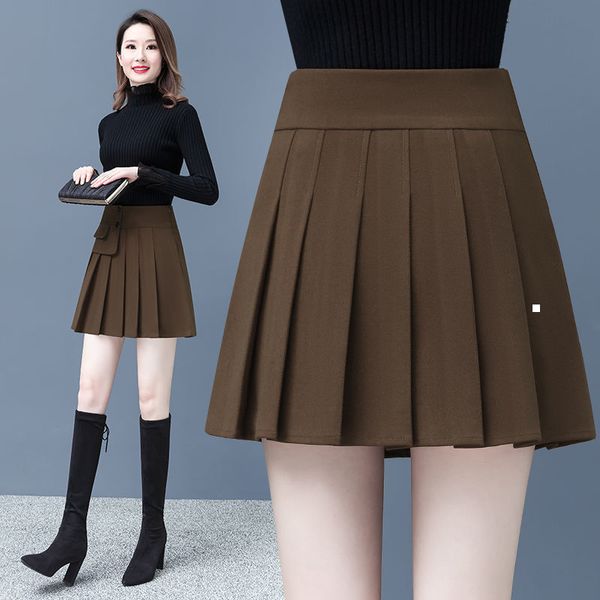 

new 2021 style plaid high skirt autumn winter female wool skirts y366 ve0i h1it, Black