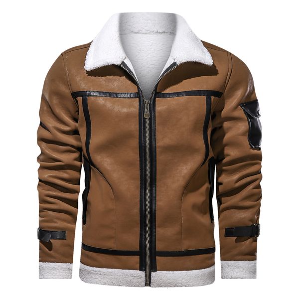 

2021 new thick pu jacket men tactical outwear coats male fur linner warm leather jackets waterproof mens clothing 4xl 0oyj, Black;brown