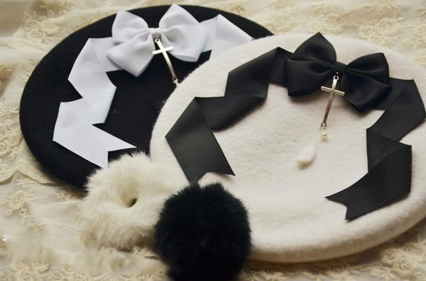 

princess sweet lolita beret [beret] black and white lolita dress bud tears cross cap ray limpets mht006, Blue;gray