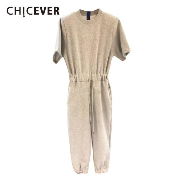 

chicever casual loose jumpsuit for women o neck short sleeve high waist wide straight leg jumpsuits female fashion new 2020 tide, Black;white