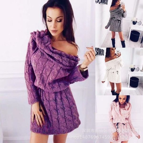 

2021 new spring autumn women es slash neck casual street fashion solid color knitted hollow 6cnm, Black;gray