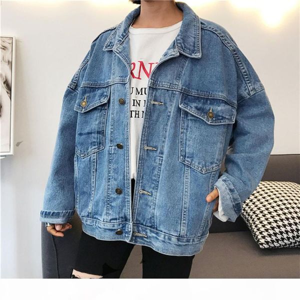 

oversize denim feminine jacket women boyfriend style jeans coat retro oversize cowboy denim loose casual jacket, Black;brown