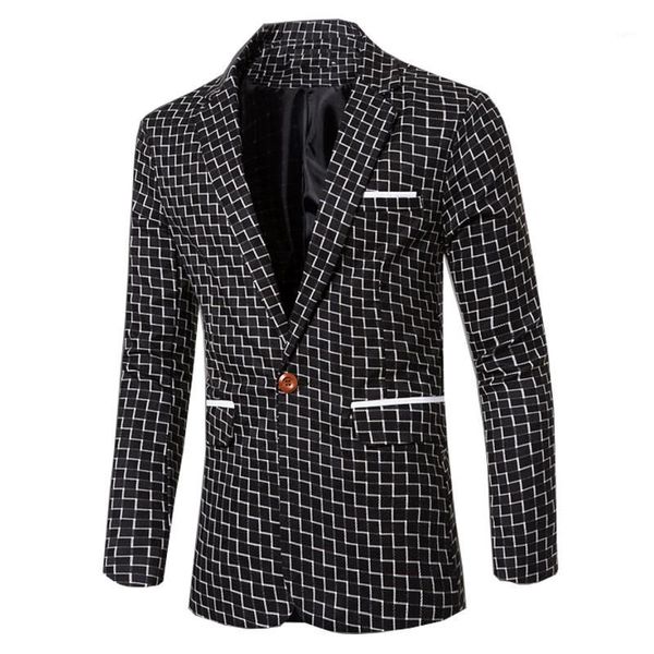 Ternos masculinos Blazers Por atacado - Homens Blazer 2021 Moda Casual Algodão Slim Terno Masculino Plus Szie Único Jaqueta de Manga Longa Masculina