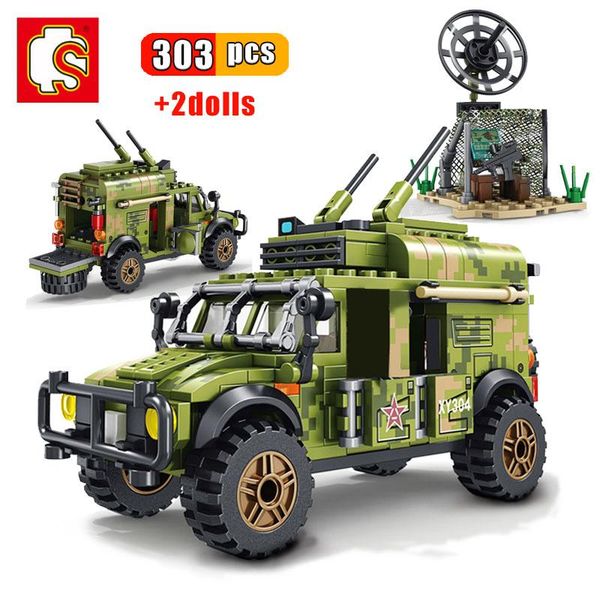

sembo 303pcs ww2 car building blocks military armored communication command vehicle army soldiers educational toys for children qylvaz