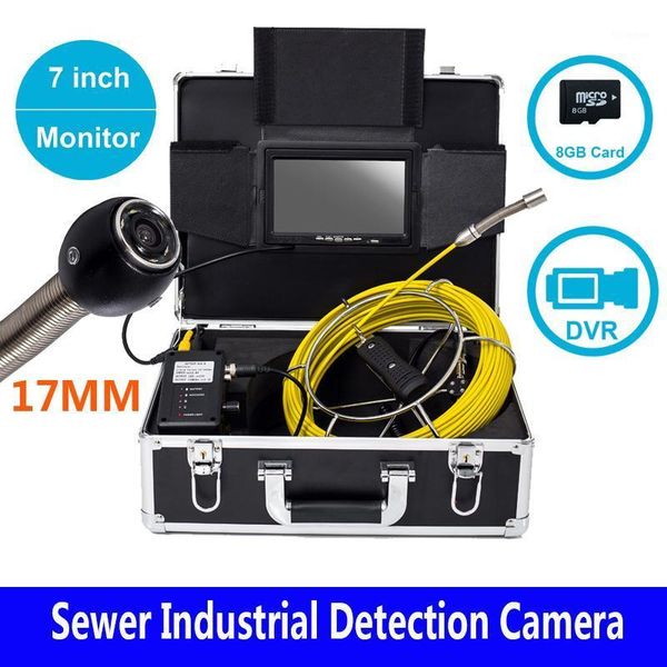 

7inch hd monitor 20m sewer industrial detection camera waterproof dvr function diameter 17mm with 6 adjustable white led lights1