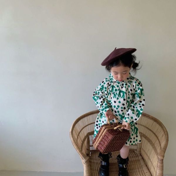 

2021 spring new shirt korean medium girls' length long sve princs drseqn6, Red;yellow