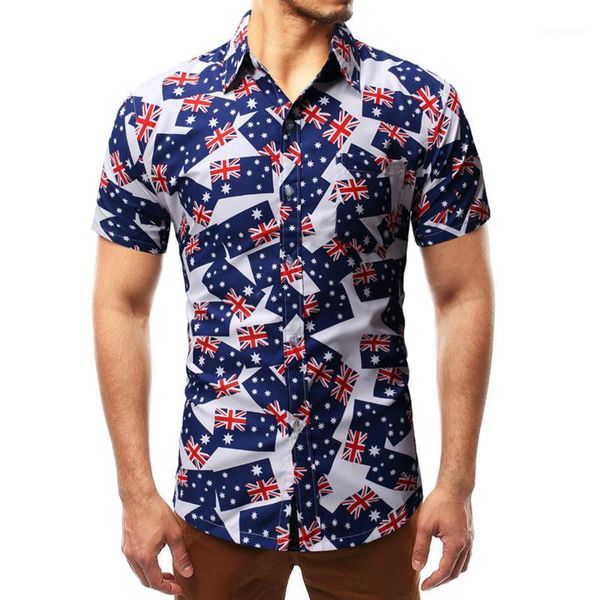 

men's casual shirts yasuguoji model 2021 fashion australia flag printed shirt men summer short sleeve regular victorian dress1, White;black
