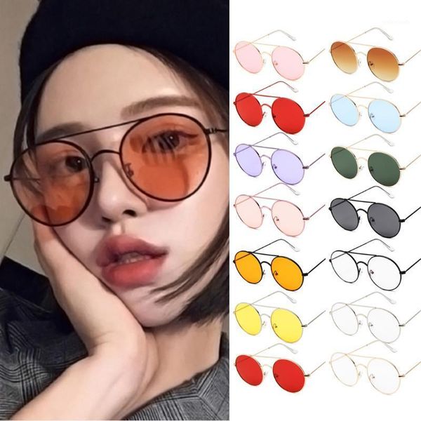 

sunglasses women ocean yellow red round sun glasses mirror retro ladies small brand oculos1, White;black