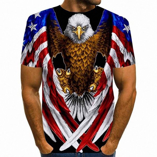 

men's tee t shirt shirt graphic eagle american flag plus size round neck daily weekend print short sleeve basic designer exaggerated b, White;black