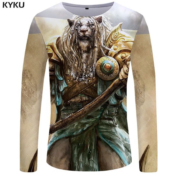 

lion men yellow animal space long sleeve punk rock new 3d print shirts harajuku harajuku plus size men clothing